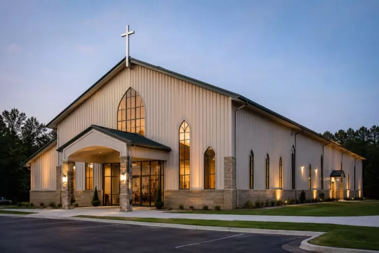Yuav Ua Li Cas Tsim Ib Lub Tsev Teev Ntuj Dawb Huv Hauv Lub Tsev Teev Ntuj Portal Frame Church Building?